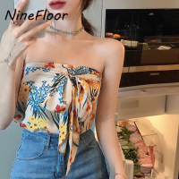 NineFloor ฤดูร้อนสุภาพสตรีดอกไม้ Lace-Up Tank Top S-L T0065
