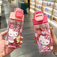 Hello Kitty ขวดหัวฉีดต้านเชื้อแบคทีเรียสำหรับเด็กกระบอกน้ำพลิกด้านบน * ปราศจาก BPA คุณภาพดีกระบอกน้ำสำหรับเด็กก่อนวัยเรียนขนาด450/600มล.