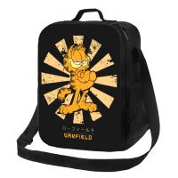 ✼✸◄ Garfields Retro Japanese Insulated Lunch Bags for Women Funny Cat Portable Cooler Thermal Food Lunch Box Kids School Children