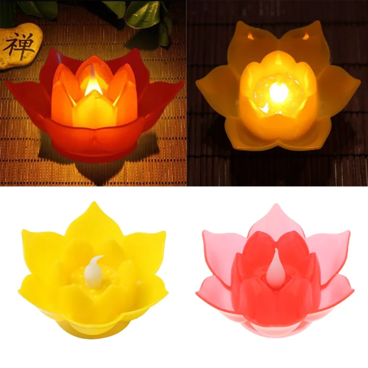 Moon Battery Lotus Flower LED Floating Candle Light DIY Decorate Candle