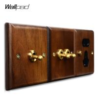 Wallpad Z8 Real Wood 1 2 3 4 Gang Brass Toggle Wall Switch EU French Wall Socket USB Charger RJ45 CAT6 TV Satellite Dimmer