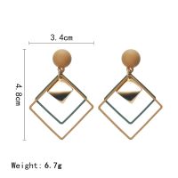 European and American Personality Exaggerated Matte Square Double Geometric Long Earrings For Women