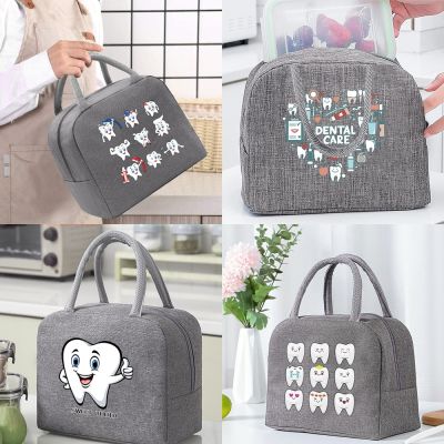 ♧ Cooler Bag for Women Insulated Thermal Food Picnic Lunch Box School Child Food Bag Tote Lunch Bags for Work Teeth Pattern