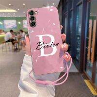 เคสชุบชื่อทุนแบบกำหนดเองสำหรับ Samsung S23 S22 S21พิเศษ S20 FE S23บวกสายคล้องข้อมือกรอบซิลิโคนนิ่ม