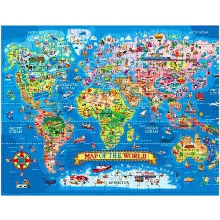 จิกซอว์แผนที่โลก Map of the world puzzle 200 ชื้น เรียนรู้เกี่ยวกับ ...