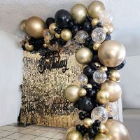 「 ANN Hardware 」 Black GoldBalloonArchWedding Birthday Party Macaron Latex Crumb BalloonDecoration