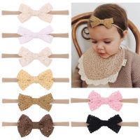 【YF】 2.7Inch Newborn Elastic Hair Bands Lace Bows Baby Headband For Girls Nylon Headbands Turban Headwear Kids Accessories