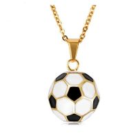 JDY6H Sporty Necklace Football Pendant with Chain Stainless Steel Soccer Necklace Gold Color Men/Women Sport Ball Jewelry