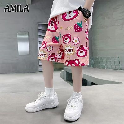 AMILA กางเกงขาสั้นกางเกงแฟชั่น Ins ทุกชุดอารมณ์อินเทรนด์ขี้เกียจเสื้อผ้าเด็ก