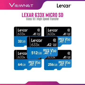 Carte micro sd 64 go high-performance 633x + adaptateur Lexar