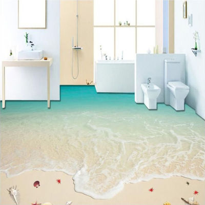 [hot]Custom 3D Floor Wallpaper Self-adhesive Waterproof Floor Mural Beach Waves Bedroom Non-slip Wall Paper Home Decor Wall Stickers