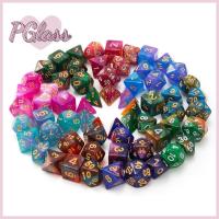 PETIGLASS 7Pcs/set อะคริลิค 7-Die D4 D6 D8 D10 เกมตาราง ลูกเต๋าเกม ลูกเต๋า DND ลูกเต๋าหลายด้าน