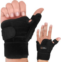 Copper Compression Reversible Thumb Stabilizer Brace - Copper Infused Spica Splint for Arthritis, Tendonitis, Joint Sprains, Skiers Thumb. Fits Right &amp; Left Hand. Wrist, Hand, and Thumb Immobilizer Black