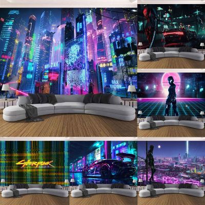 Psychedelic Galaxy Hippie Retro Anime Tapestry Background Cyberpunk Futuristic Steam City Home Decor Wall Art Wall Hanging