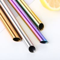 1Pc Reusable Bubble Tea Drinking Straws Pointed End Bold 12mm Stainless Steel Straw Party Pearl Milkshake Cocktail Straw