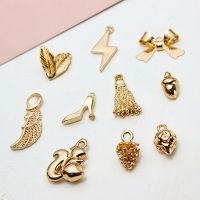 【YF】⊙❅  1pcs Diy Accessories Cast Small Cone Feather Tassel Bow Pendant Earrings Necklace Charms