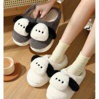 ∏✁♠ Sanrios Anime Pochacco Cotton Slippers Kawaii Kuromi Melody Cinnamoroll Plush Couple Shoes Thick Non-Slip Indoor Home Slippers