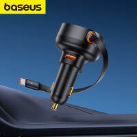 Baseus อะแดปเตอร์ไฟฟ้าในรถยนต์ USB ที่ชาร์จแบตในรถ55W/60W USB ซ็อกเก็ตที่ชาร์จแบตในรถพร้อมการชาร์จสายเคเบิล IP Type-C แบบยืดหดได้