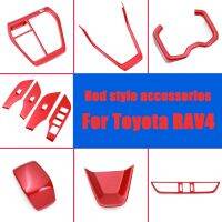 wenminr For Toyota RAV4 5th 2019-2020 Car Styling Piano Red Accessories Interior ABS Decoration Cover Trim