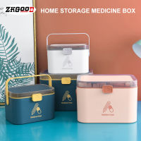 Zkgood Home Careกล่องยาแบบพกพาขนาดใหญ่กล่องปฐมพยาบาลครัวเรือนพลาสติกMulti-ยาชั้นกล่องเก็บของ