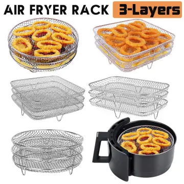 3 Pieces Air Fryer Rack Cooking Steaming Cooling Racks Kitchen  Multi-Purpose 304 Stainless Steel Round Rack W Stand Holder Cookware for  Air Fryer Pot