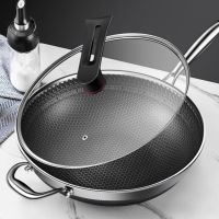 [COD] German 316 stainless steel frying pan uncoated non-stick no oil fume induction cooker gas universal