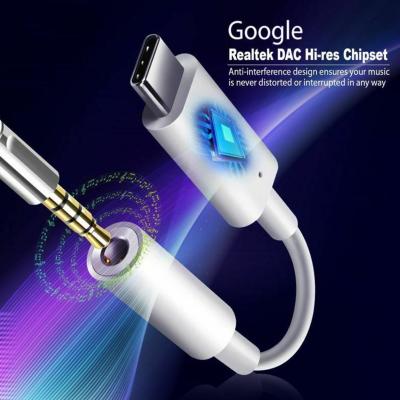 White Digital Chip Type C To 3.5mm Audio Cable HIFI Sound Quality X7M8