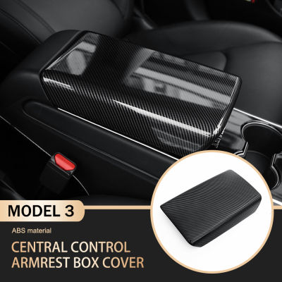 Auto Armrests Storage Box Cover For Tesla Model 3 ABS Carbon Fiber Center Console Arm Rest Protection Caps Trim Inner Accessorie