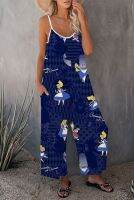 【CW】卐  Womens Clothing New Print Camisole Jumpsuit Wide Leg Pants Fashion Street