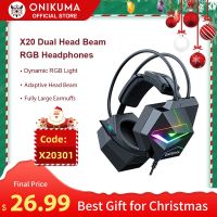 (SHANG LONG) Headphone Gaming X20 ONIKUMA พร้อมแสง RGB Dynatic 3.5มม. หูฟังมีสายรอบทิศทาง7.1หูฟังเล่นเกมเกมเมอร์สำหรับคอมพิวเตอร์พีซี