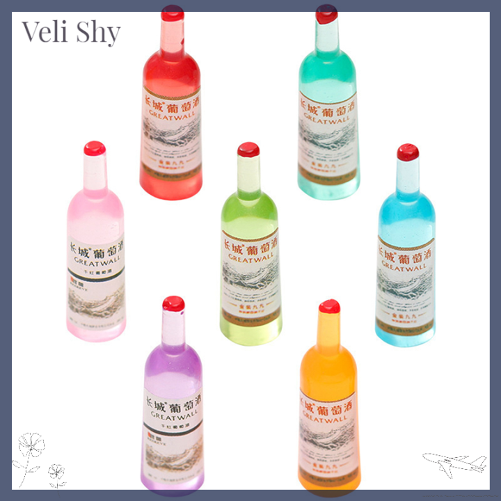 veli-shy-10ชิ้นชุดอุปกรณ์บ้านตุ๊กตาแบบสุ่มจำลองขวดไวน์ขนาดเล็ก