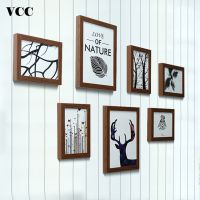 7 Pcs Wooden Photo Frame For Wall Hanging Picture Frame Photo 13X18 20X25cm Wedding Couple Recommendation Pictures Frames