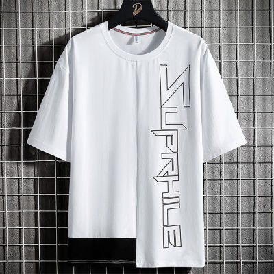 Plus Size Summer Oversized T Shirt Men Streetwear Hip Hop Harajuku T-shirts Male Patchwork Letter Print Tops Tees 6XL 7XL 8XL