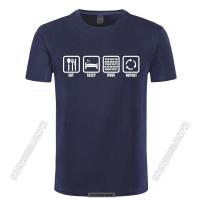 Clothing Eat Sleep Code Repeat Gift For Geek Programmer Hacker T Shirt Tshirt Men Cotton Stylish Chic T-Shirt Top Camiseta