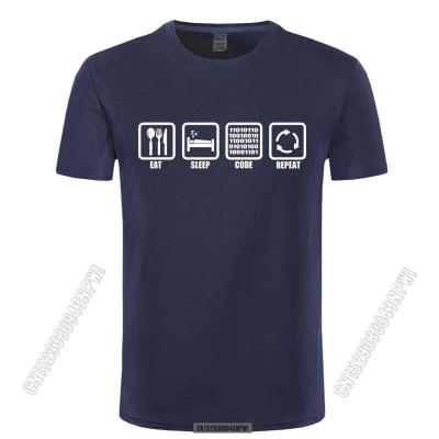 Clothing Eat Sleep Code Repeat Gift For Geek Programmer Hacker T Shirt Tshirt Men Cotton Stylish Chic T-Shirt Top Camiseta