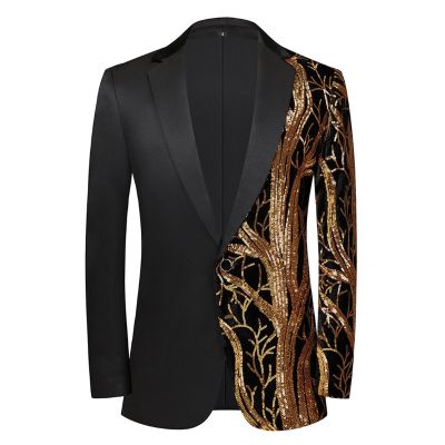hot【DT】 Blazer Men Fashion Sequin Banquet Wedding Groomsmen Jacket Costume