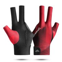 Open Finger Billiard Gloves Breathable Polyester Snooker Sport Glove Adjustable Sticker Smooth Soft Lightweight Amateur Training