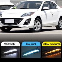 【528 Oiozkhjue ร้อน】✈□ Mazda3 2ชิ้นสำหรับ Mazda Axela 2010 2011 2012 2013กลางวัน Lampu Jalan ไฟตัดหมอกสีเหลืองสัญญาณไฟเลี้ยว12V Daylight