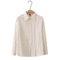 【มีไซส์ใหญ่】Plus Size Womens Long Sleeved Striped Blouses Ladies Office-wear A-line Female Tops XL-4XL Fashion Muslimah Top