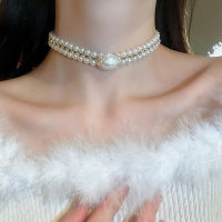 Elegant Choker French Necklace Fashion Choker Clavicular Chain Pearl Necklace Oval Pearl Necklace