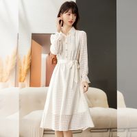 [COD] 2023 spring French temperament elegant thin collar long sleeves loose mid-length tie fresh dress women