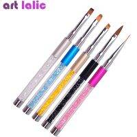 Nail Art Brush Pen Rhinestone Diamond Metal Acrylic Handle Carving Powder Gel Liquid Salon Liner With Cap