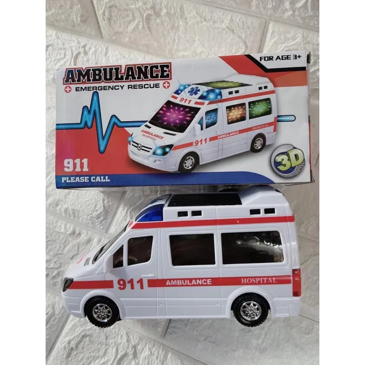 Ambulance City Rescue Emergency toy car Bump Go Music and light smallor ...