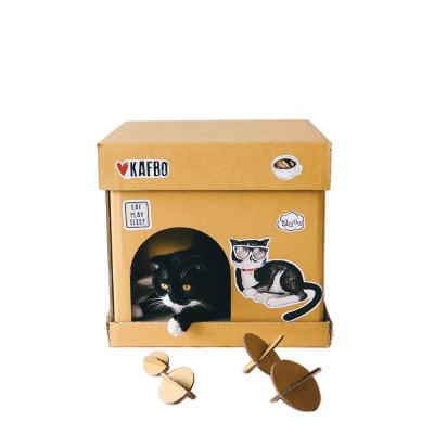 KAFBO CUBE THE TUXEDO CAT STICKER กล่องบ้านแมว สติ๊กเกอร์ลายแมวสีดำ ที่ลับเล็บแมว ที่ฝนเล็บแมว กระดาษฝนเล็บ ของเล่นแมว บริการเก็บเงินปลายทาง สำหรับคุณ