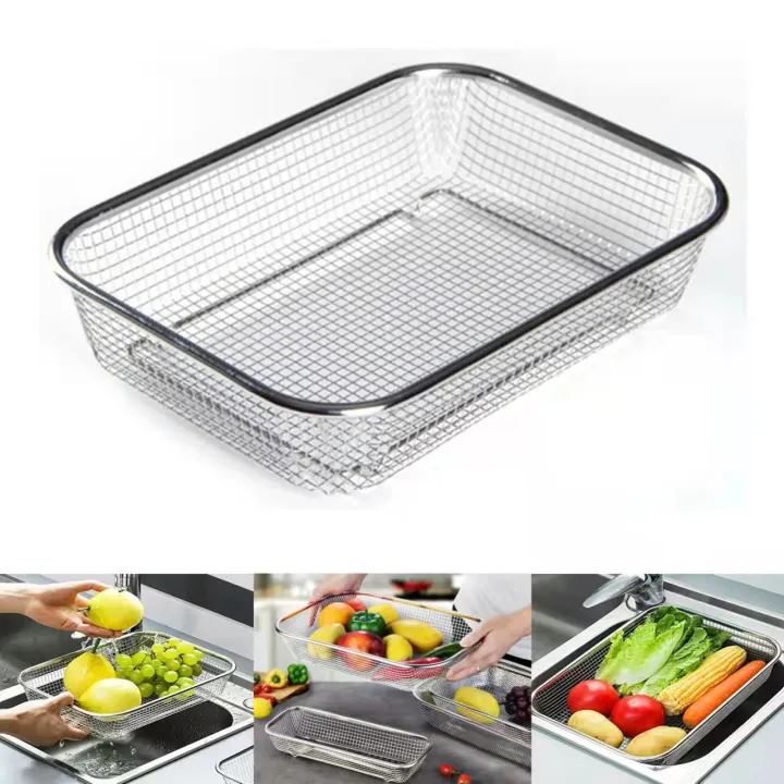 Rectangle Colander Fine Mesh Strainer Stainless Steel Fruit and