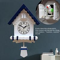 MOONLIGHT- Nordic Wind Cuckoo Wall Clock Will Report Time Every Hour Mute Pendulum Clocks Creative Cartoon Watch Living Room Bedroom H53x30.5cm