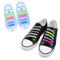 16Pcs Adult Kid Lazy No Tie Silicone Shoelaces Waterproof Elastic Wash-Free Rainbow Shoe Laces for Casual Sneakers Running Boot