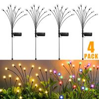 Solar LED Firefly Lights Outdoor Garden Decor Lawn Solar Light Waterproof Patio Walkway Yard Balcony Pathway Lamp Power Points  Switches Savers Power