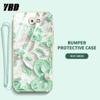 YBDเคสดอกไม้ไข่มุกสำหรับ Samsung J4 J6 Plus J5 J7 Prime เคสดีไซน์ใหม่กันกระแทกลวดลายภาพวาดสีน้ำมันเคสแถมฟรีสายคล้องอ่อน