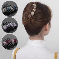 【CW】2022 Vintage Flower Crystal Hairclips Fashion Hair Combs Plastic Shiny Hairpins for Women Hair Accessories Bun Headdress Jewelry